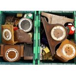 Clock parts. A large collection of clock movements, cases, etc., for mantel clocks, etc. (sold as