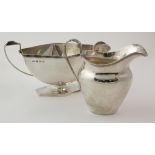 Two George V silver milk & cream jugs, hallmarked Birmingham 1932 & 1935, tallest 10cm approx.,