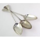 Three George III silver old English pattern table spoons, hallmarked London 1805 (x 2) & 1807,