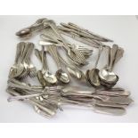 Eighty Four pieces of Mappin & Webb hallmarked silver cutlery, comprising 36 forks, 12 soup