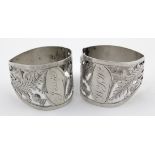 Two Scottish related silver napkin rings both have cut-out thistle decoration and are hallmarked JBS