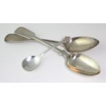 Three Scottish silver Spoons, hallmarks comprise 'CD, Edinburgh 1818' ; 'WRS, Edinburgh, circa mid