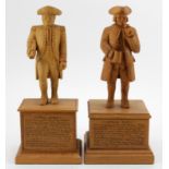 Naval interest. Two hand carved wooden figures, depicting interesting characters in history, each
