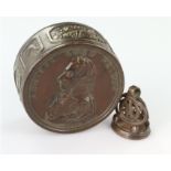 Original commemorative Admiral Lord Nelson snuff box, originally gilt brass, maker marked ‘M & P