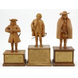 Highwayman interest. Three hand carved wooden figures, depicting interesting characters in