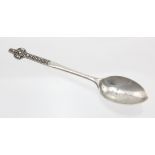 Oban, Celtic cross silver teaspoon marked "R. Lindsay OBAN". Also hallmarked R.L. Sheffield, 1929.