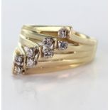14ct Gold eight stone Diamond Ring approx 0.80ct weight size P weight 8.3g