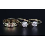 Three 9ct gold rings all with CZs. Total weight 7.4g