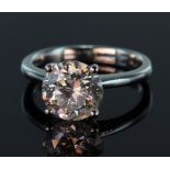 Platinum diamond solitaire ring comprising single round brilliant cut diamond weighing 3.01ct, set