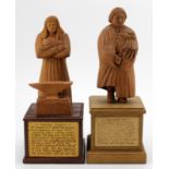 Strongman / woman interest. Two hand carved wooden figures, depicting interesting characters in