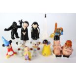 Six pairs of salt & pepper pots, including King Kong & the Empire State Building, Beswick Laurel &