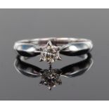18ct white gold diamond solitaire ring set with single round brilliant cut diamond calculated as