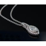 14ct white gold pendant set with single marquise shaped diamond calculated as weighing approx. 1.0ct