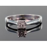 18ct white gold diamond solitaire ring set with single princess cut diamond calculated as weighing