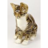 Winstanley Cat. Hand made and painted with cathedral glass eyes. Size 4. Signed. Height 25cm