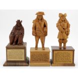 Highwayman interest. Three hand carved wooden figures, depicting interesting characters in