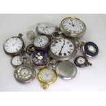 Mixed assortment of pocket watches to include a silver pair cased example, goliaths, silver cased