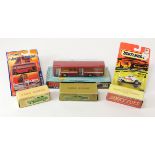 Diecast. A collection of six boxed Dinky & Matchbox diecast toys, including Dinky single decker
