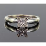 18ct white gold diamond solitaire ring set with single princess cut diamond calculated as weighing