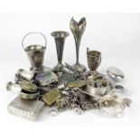 Mixed Silver, white metal & plate, Including jewellery, vases, chains, trophy, etc. (needs a good