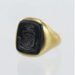 18ct Gold Seal Ring inner engraved John Theodore Prestige size I weight 9.0g