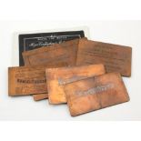 Five copper Chemists printing plates, largest 10cm x 8cm approx. (Unusual)