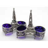 Pair of Empire Period, French c1850, 1st. Standard silver double salts (two French marks to each