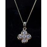 9ct yellow gold pendant set with five round brilliant cut diamonds totalling 0.545ct, Si3 quality,