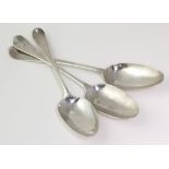 Three George III silver old English pattern table spoons, hallmarked London 1767 & 1774 (one