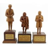 Suffolk interest. Three hand carved wooden figures, depicting interesting characters in history,