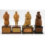 Ipswich interest. Four hand carved wooden figures, depicting interesting characters in history, each