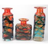 Three decorative glass vases, one etched Medina to base, height 23.5cm approx. and smaller