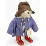 Paddington Bear by Gabrielle, boots dated 1980, with original hat, missing one buckle to coat,