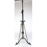 Wrought iron & brass standard lamp, height adjustable, height 142cm approx. (not extended)