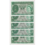 Hong Kong 1 Dollar (5), dated 1st July 1958, portrait Queen Elizabeth II at right, (TBB B718f,