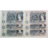 Hollom 5 Pounds (6) issued 1963, including 2 Last Series prefix R11 & R13, plus prefixes A33,