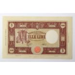 Italy 1000 Lire dated 22nd September 1943, signed Azzolini & Urbini, serial X20 060963 (TBB B428a,