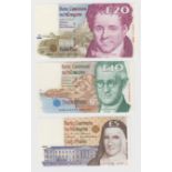 Ireland Republic (3), 20 pounds dated 1999 serial MMV 145899 (PMI LTN95, Pick77b), 10 Pounds dated