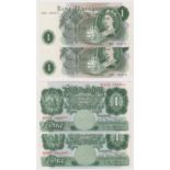 O'Brien 1 Pound (4), a small group of REPLACEMENT notes, Series A Britannia issued 1955 serial