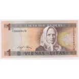 Lithuania 1 Litas dated 1994, exceptionally scarce REPLACEMENT note, serial 1ZZ 0056418 (TBB B164az,