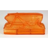 Money box, Martins Bank Grasshopper design in orange plastic, no key required, there is a