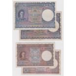 Ceylon (4), 10 Rupees (2) dated 24th June 1945 & 7th May 1946, Temple of Tooth on reverse (TBB B229e