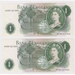 Page 1 Pound (2) issued 1970, a consecutively numbered pair of REPLACEMENT notes serial W48M