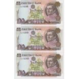 Northern Ireland, First Trust Bank 10 Pounds (3), dated 1st January 1998, signed D.J. Licence, a