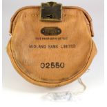 Night safe bag, Midland Bank Leather night safe bag number O2550 complete with key, unusual external