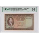 Czechoslovakia 500 Korun issued 1945, serial CA778819 (TBB B143as1, Pick64s) in PMG holder graded 66