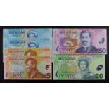 New Zealand (6), polymer collection comprising 50 Dollars dated 2007, 20 Dollars dated 2013, 10