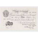 Peppiatt 5 Pounds dated 17th March 1947, serial L67 057724, London issue on thin paper, a