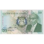 Lesotho 20 Maloti dated 1990, serial H319784 (TBB B209a, Pick12a) Uncirculated
