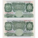 Beale & O'Brien 1 Pound (2) REPLACEMENT notes, serial S64S 367139 (B269, Pick369b) VF+, serial